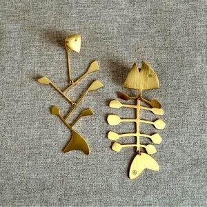 Tory Burch Gold Tone Fish Earrings